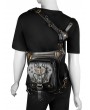 Black Gothic Steampunk Retro Rivets Outdoor Waist Shoulder Messenger Bag