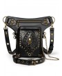 Black Gothic Punk PU Leather Rivets Skull Waist Shoulder Messenger Bag