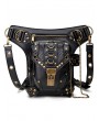 Black Gothic PU Leather Motorcycle Chain Waist Shoulder Messenger Bag