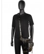 Black Gothic PU Leather Motorcycle Chain Waist Shoulder Messenger Bag