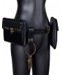 Black Gothic Punk PU Leather Outdoor Double Waist Messenger Bag with Keys