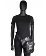 Black Gothic Punk One Shoulder Crossbody Skull PU Outdoor Waist Bag