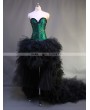 Green and Black Gothic Burlesque Corset High-Low Prom Party Dress