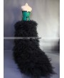 Green and Black Gothic Burlesque Corset High-Low Prom Party Dress