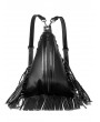 Black Gothic Punk PU Leather Outdoor Fashion Tassel Backpack Bag