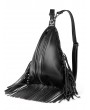Black Gothic Punk PU Leather Outdoor Fashion Tassel Backpack Bag