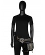 Black Gothic Punk Chain Motorcycle Travel Waist Shoulder Messenger Bag