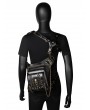 Black Gothic Punk Chain Motorcycle Travel Waist Shoulder Messenger Bag