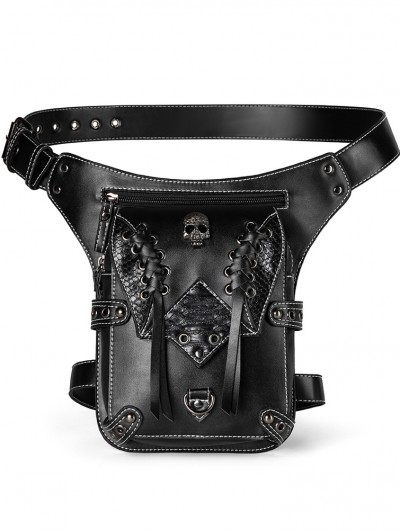 Black Gothic Punk Outdoor Cycling Vintage Waist Leg Bag