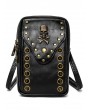 Black Gothic Punk Skull Rivets Outdoor Travel Shoulder Backpack Bag