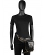 Black Gothic Punk Skull Rivets Motorcycle Waist Shoulder Messenger Bag