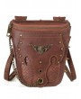Brown Vintage Snake Pattern Rivets Chain Travel Shoulder Backpack Bag