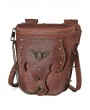 Brown Vintage Snake Pattern Rivets Chain Travel Shoulder Backpack Bag