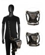 Black Gothic Punk Rivets Chain Motorcycle Travel Waist Shoulder Messenger Bag