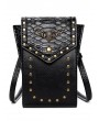 Black Gothic Punk PU Leather Skull Snake Pattern Travel Shoulder Backpack Bag