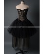 Fashion Black Gothic Burlesque Corset High-Low Prom Party Dress