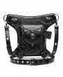 Black Gothic Punk Motorcycle PU Leather Skull Chain Waist Shoulder Messenger Bag