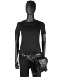 Black Gothic Punk Motorcycle PU Leather Skull Chain Waist Shoulder Messenger Bag