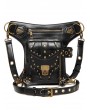 Black Gothic Rivets Motorcycle Chain Waist Shoulder Messenger Bag