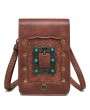 Brown Steampunk Metal Rivets Travel Shoulder Backpack Bag