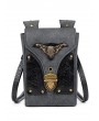 Black Gothic Punk Motorcycle Shoulder Backpack Bag