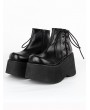 Women's Black Gothic Platform Lace Up Ankle Boots