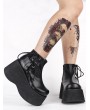 Women's Black Gothic Platform Lace Up Ankle Boots