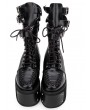 Women's Black Gothic Punk Rivets Platform Mid-Calf Boots