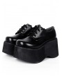 Women's Black Gothic Lace Up Platform Shoes