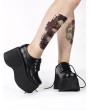 Women's Black Gothic Lace Up Platform Shoes