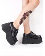 Women's Black Gothic Lace Up Platform Shoes
