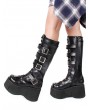 Women's Black Gothic Punk High Platform Knee Boots