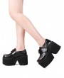 Women's Black Gothic Punk PU Leather Cross Decoration Platform Shoes