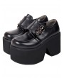 Women's Black Gothic Punk PU Leather Skull Decoration Platform Shoes