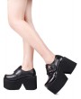 Women's Black Gothic Punk PU Leather Skull Decoration Platform Shoes