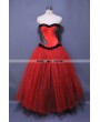 Red Long Gothic Burlesque Corset Prom Gown