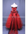 Red Long Gothic Burlesque Corset Prom Gown