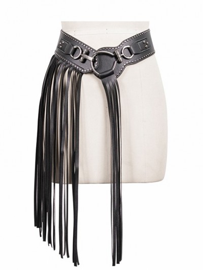 Devil Fashion Black Gothic Punk Tassel Buckle Waistband for Women