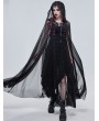 Devil Fashion Black Gothic Transparent Pentagram Long Hooded Cloak for Women