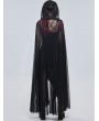 Devil Fashion Black Gothic Transparent Pentagram Long Hooded Cloak for Women