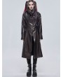 Devil Fashion Brown Gothic Punk Do Old Style PU Leather Long Coat for Women