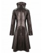 Devil Fashion Brown Gothic Punk Do Old Style PU Leather Long Coat for Women