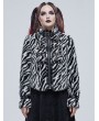 Devil Fashion Black and White Gothic Grunge Fur Warm Short Jacket for Women