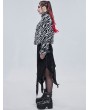 Devil Fashion Black and White Gothic Grunge Fur Warm Short Jacket for Women