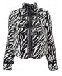 Devil Fashion Black and White Gothic Grunge Fur Warm Short Jacket for Women