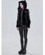 Devil Fashion Black Gothic Cute Casual Warm Fur Short Hooded Jacket for Women