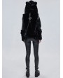 Devil Fashion Black Gothic Cute Casual Warm Fur Short Hooded Jacket for Women