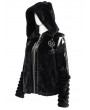 Devil Fashion Black Gothic Cute Casual Warm Fur Short Hooded Jacket for Women