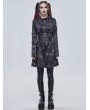 Devil Fashion Dark Gray Gothic Punk Pentagram Hooded Long Coat for Women