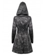 Devil Fashion Dark Gray Gothic Punk Pentagram Hooded Long Coat for Women
